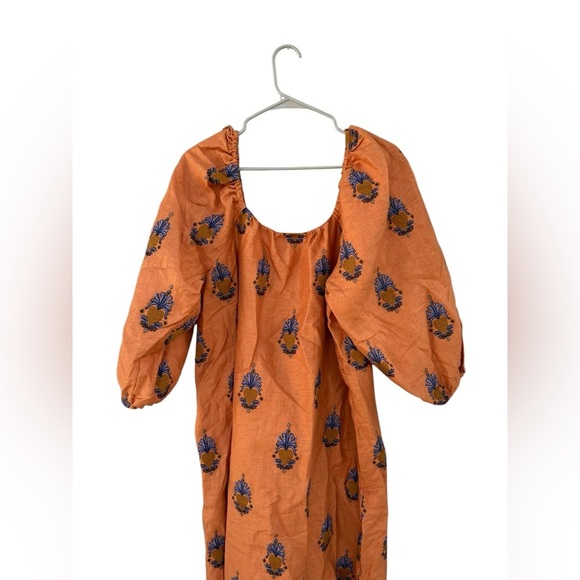 NWT Farm Rio Orange Embroidered Midi Dress - Pineapple’s - Size Large - Picture 13 of 16